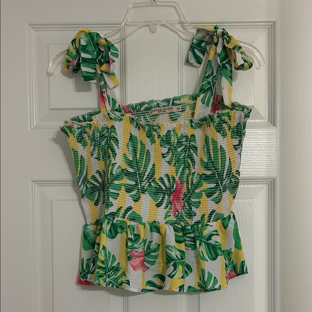 Women's Green Leaf Print Top